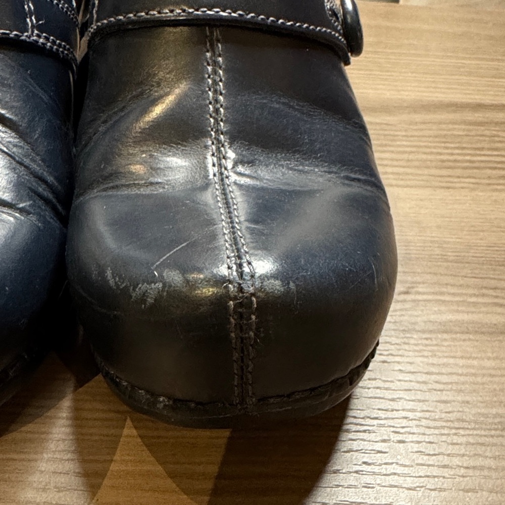 Dansko Dark Blue Leather Mules with Strap - Picture 7 of 8